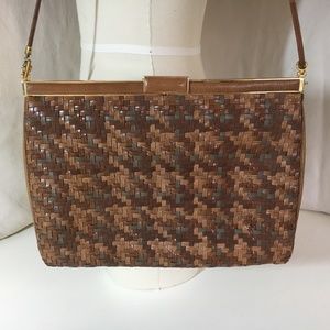 Judith Leiber Vintage Woven Leather Clutch